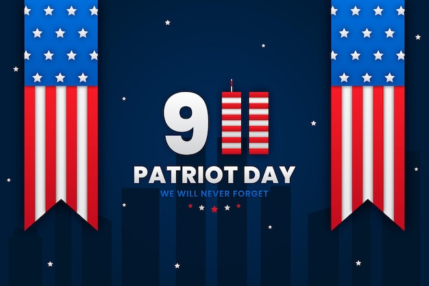 Gratis vector papierstijl 9.11 patriot dag achtergrond