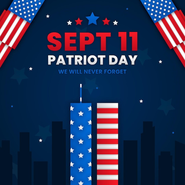 Papierstijl 9.11 patriot dag illustratie