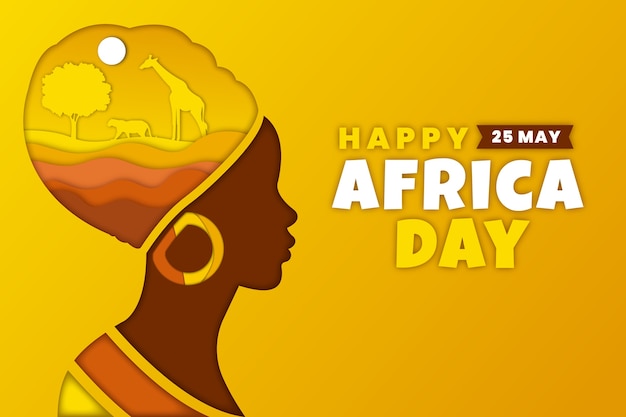 Gratis vector papierstijl afrika dag achtergrond