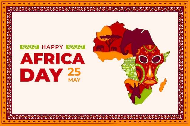 Gratis vector papierstijl afrika dag achtergrond