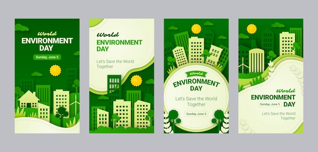 Papierstijl wereld milieu dag instagram verhalencollectie