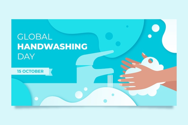 Papierstijl wereldwijde handwasdag social media postsjabloon