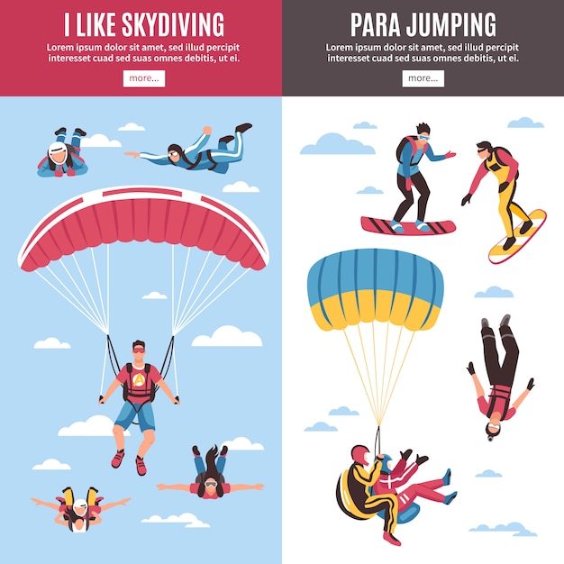 Gratis vector parachutespringen banners set