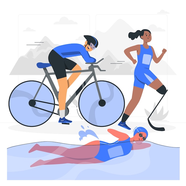 Paralympische triatlon concept illustratie