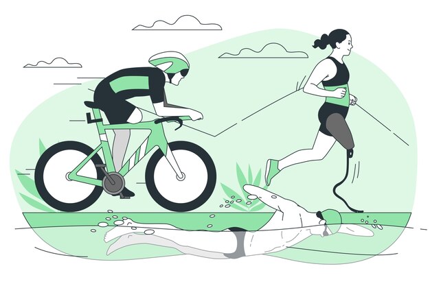 Gratis vector paralympische triatlon illustratie