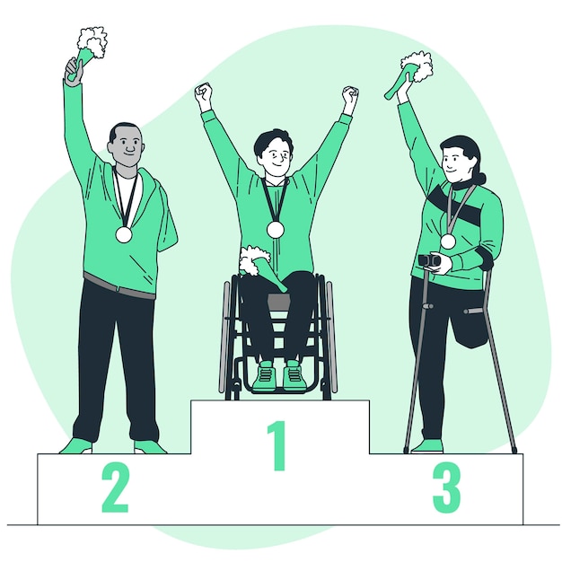Gratis vector paralympische winnaars podium concept illustratie