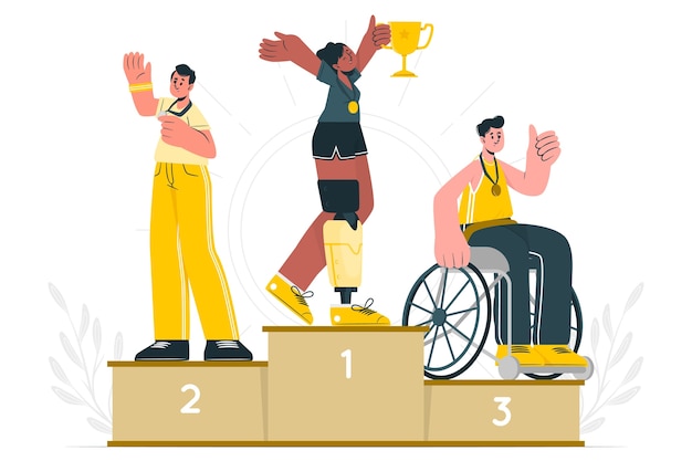 Gratis vector paralympische winnaars podium illustratie