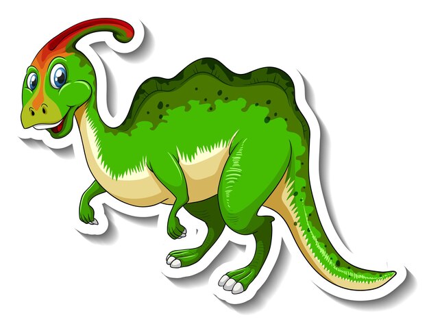 Gratis vector parasaurolophus dinosaurus stripfiguur sticker