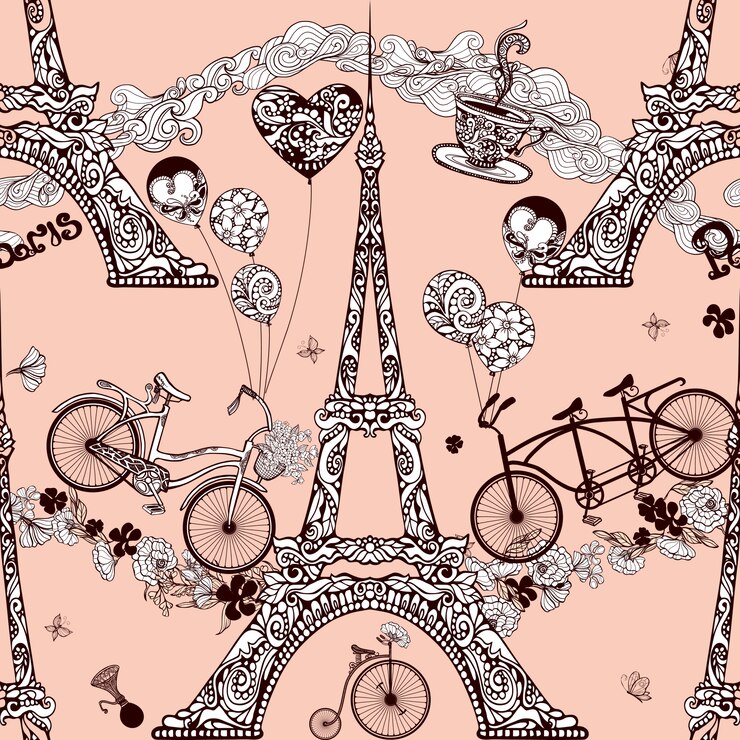 Gratis Vector parijs naadloos patroon