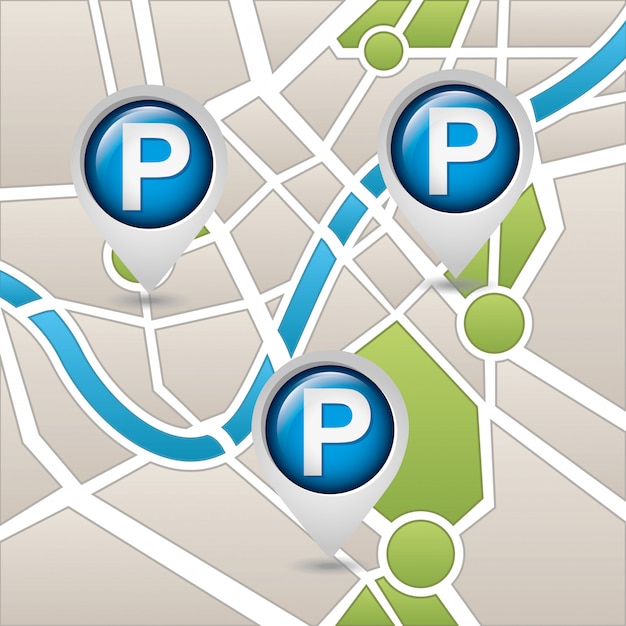 Gratis vector parkeerservice, kaart