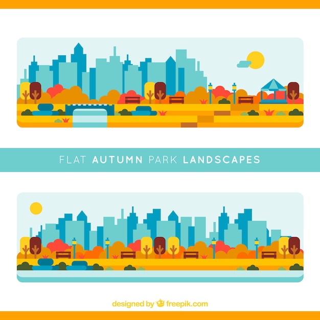 Gratis vector parken met de stad achtergrond