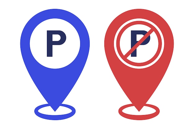 Gratis vector parkeren en geen parkeerplaats pinnen