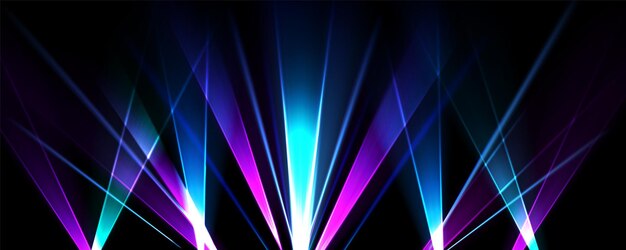 Gratis vector partij lasershow lichteffect voor disco dance club vector achtergrond nachtclub abstracte iriserende kleur neon straal met gloed nachtleven viering illustratie voor pub festival entertainment