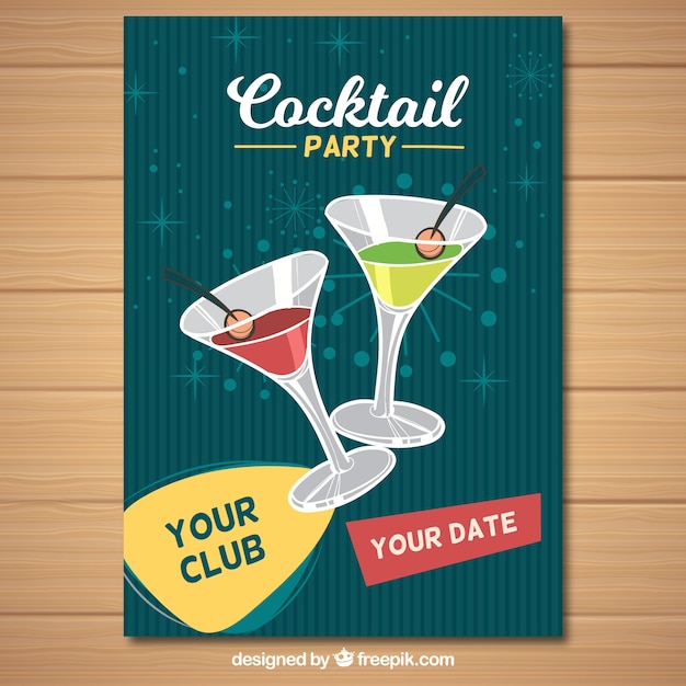 Gratis vector partij poster met cocktails