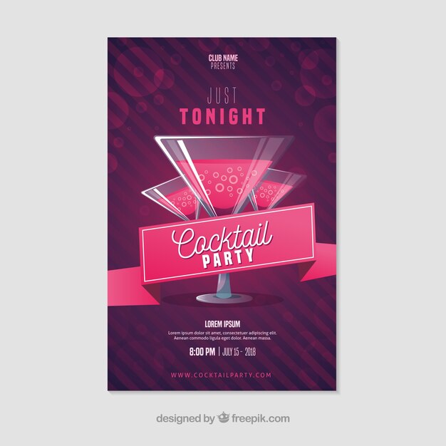 Partij poster sjabloon met elegante cocktails