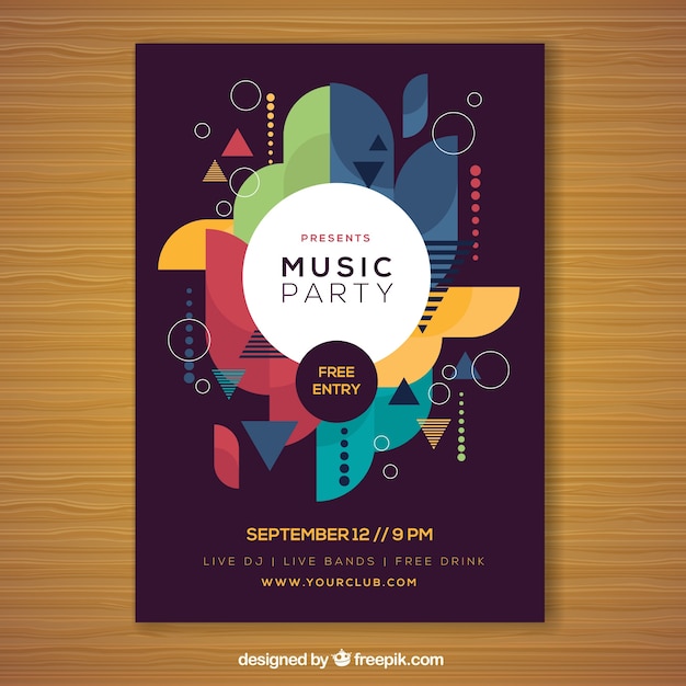 Gratis vector party poster met geometrische samenstelling