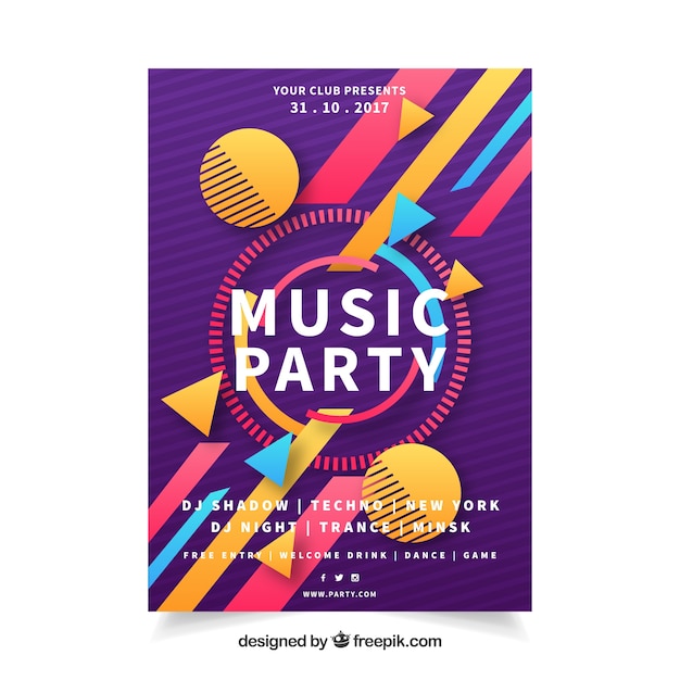 Party poster met leuke geometrische vormen