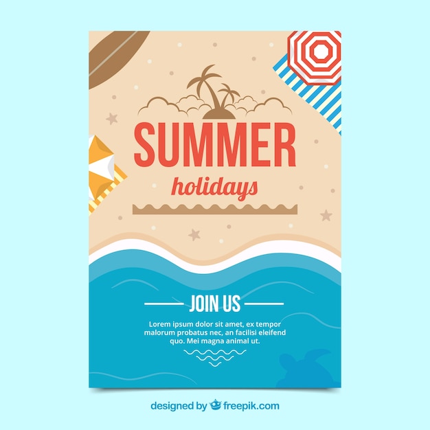 Gratis vector party poster met zomer strand