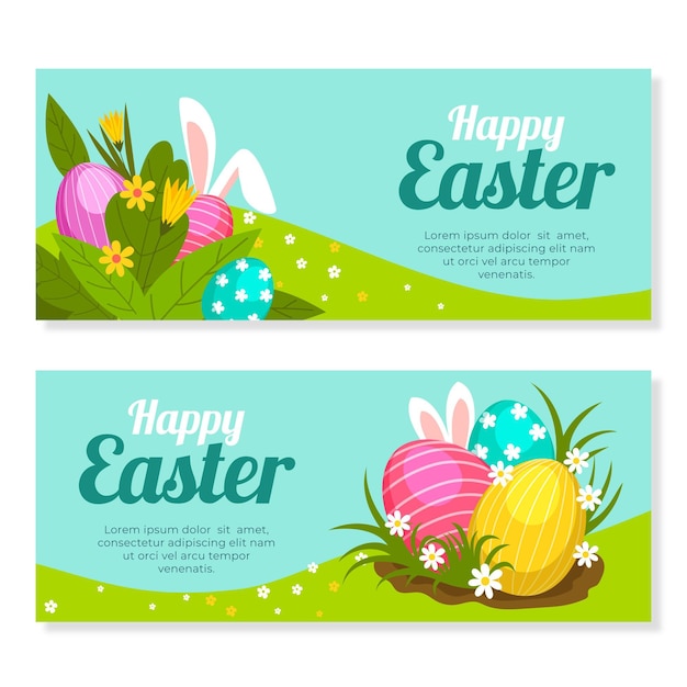 Gratis vector pasen-geplaatste banners