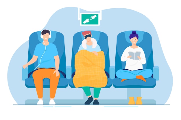 Passagiers in het vliegtuig