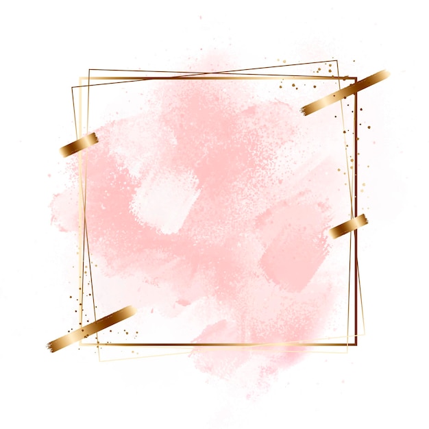 Gratis vector pastel aquarel met gouden frame