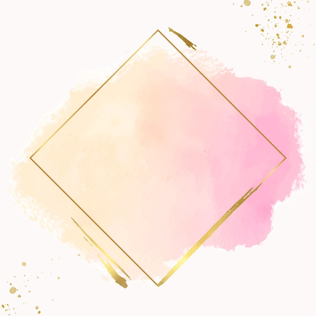 Gratis vector pastel aquarel met gouden frame