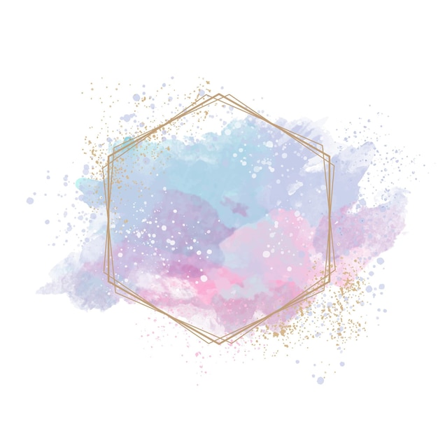 Gratis vector pastel aquarel met gouden frame