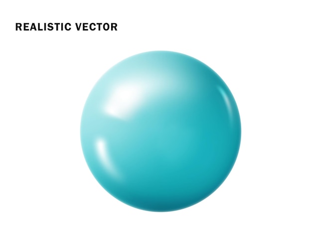 Gratis vector pastel blauwe bal realistisch glanzende 3d bol bal geïsoleerd geometrische figuur van ronde bol