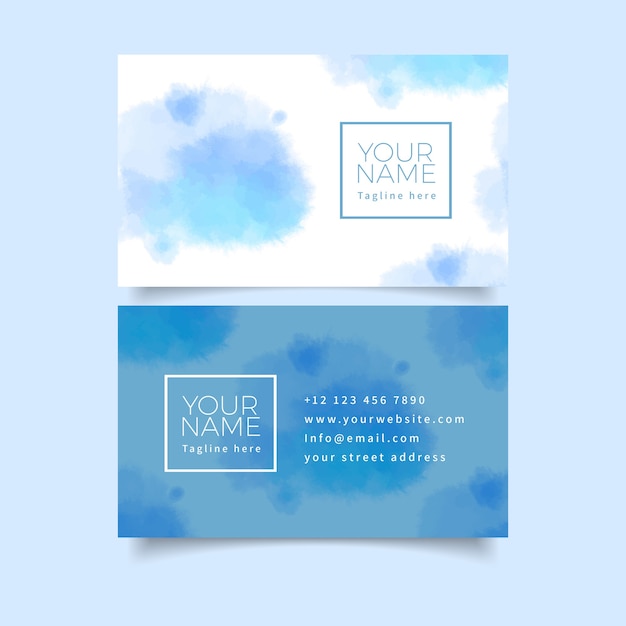 Pastel blauwe kleuren en penseelstreken visitekaartje