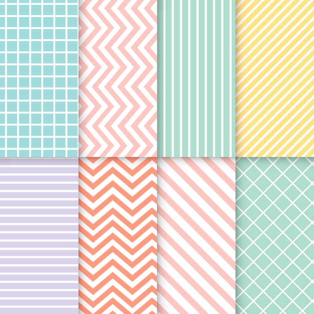 Gratis vector pastel gemengde naadloze patroon vector set