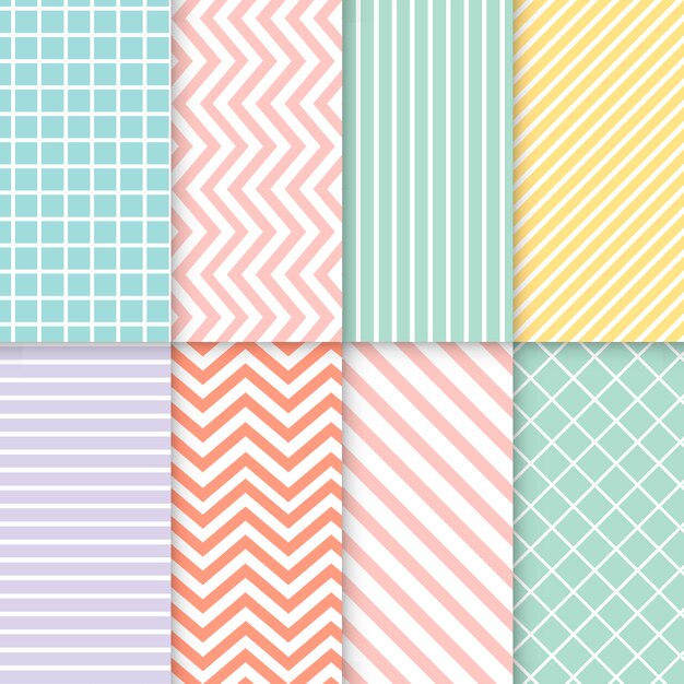 Pastel gemengde naadloze patroon vector set