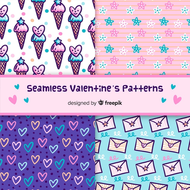 Pastel kleur valentijn patroon pack