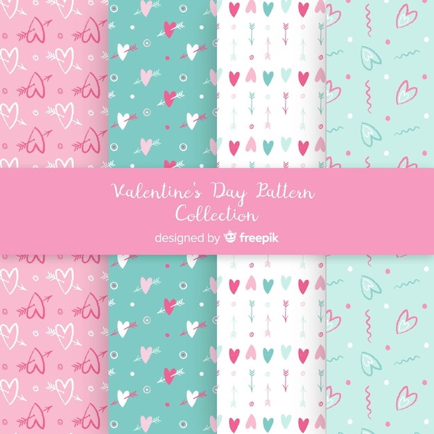 Pastel kleuren valentijn patronen