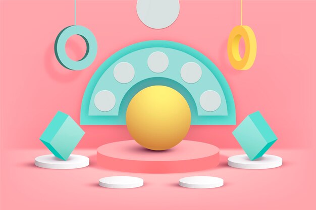 Pastel podium in 3D-effect