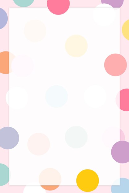 Pastel polka dot frame vector in schattig pastel patroon