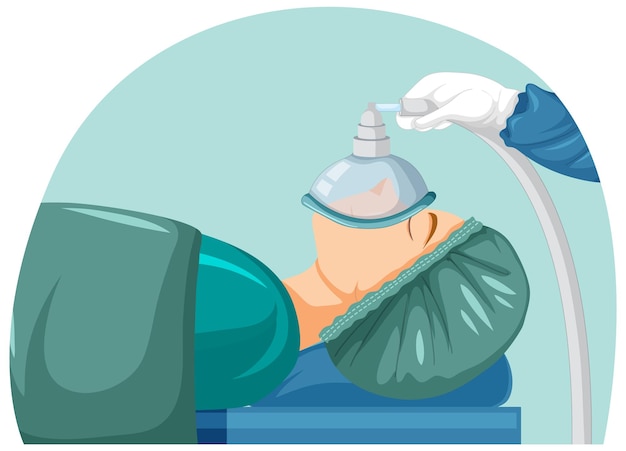 Gratis vector patiënt met anesthesiemasker