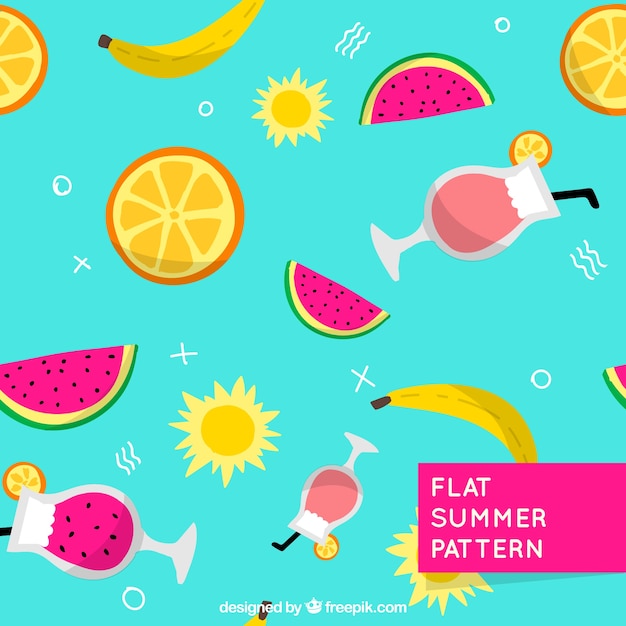 Gratis vector patroon met sappen en zomerfruit