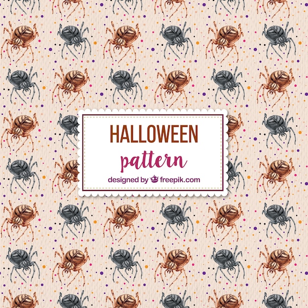 Gratis vector patroon van halloween met griezelige spinnen