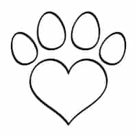 Gratis vector paw print hartvormige doodle