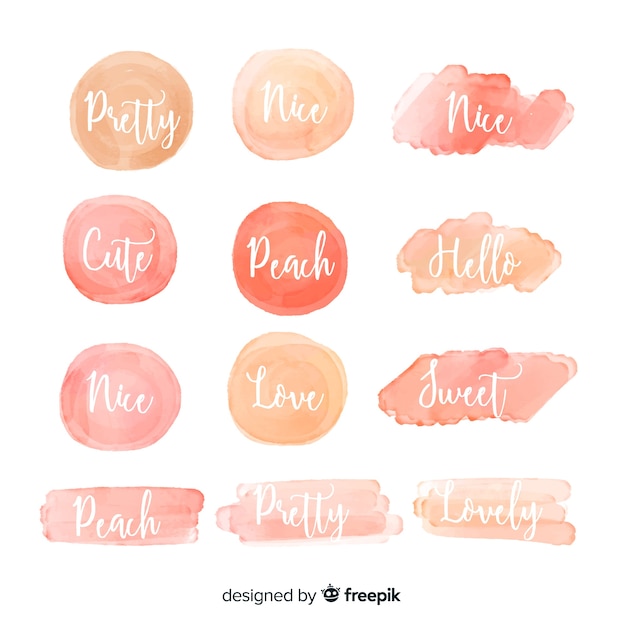 Gratis vector peach aquarel splash collectie