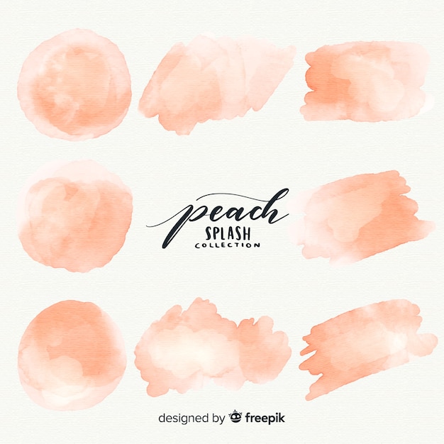 Gratis vector peach aquarel splash collectie