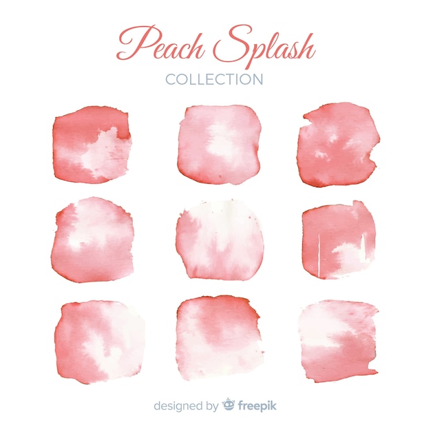 Gratis vector peach aquarel splash collectie