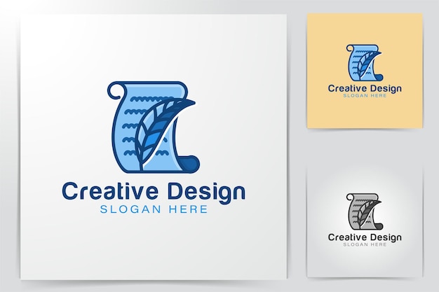 Pen en vel papier. schrijver logo ideeën. Inspiratie logo ontwerp. Sjabloon vectorillustratie. Geïsoleerd Op Witte Achtergrond