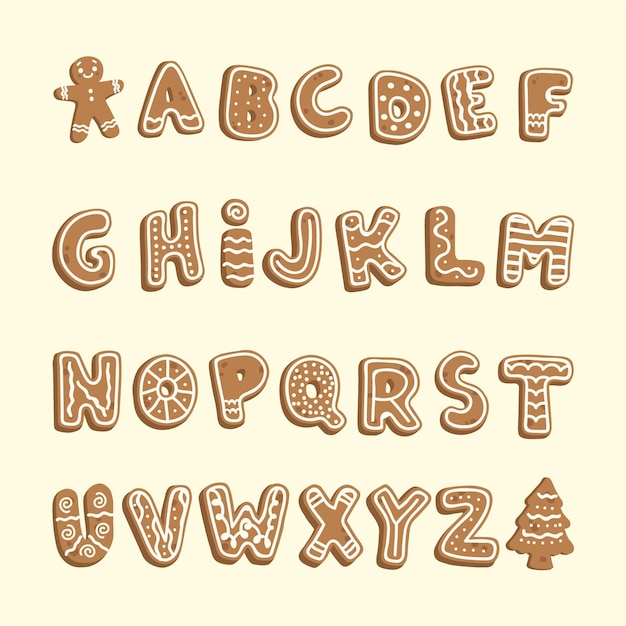 Peperkoek kerst alfabet