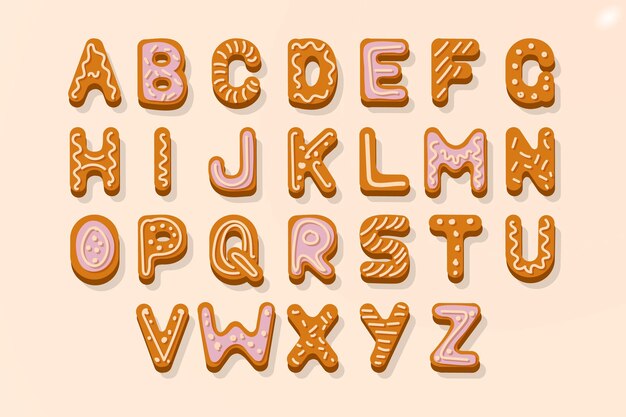 Peperkoek kerst alfabet