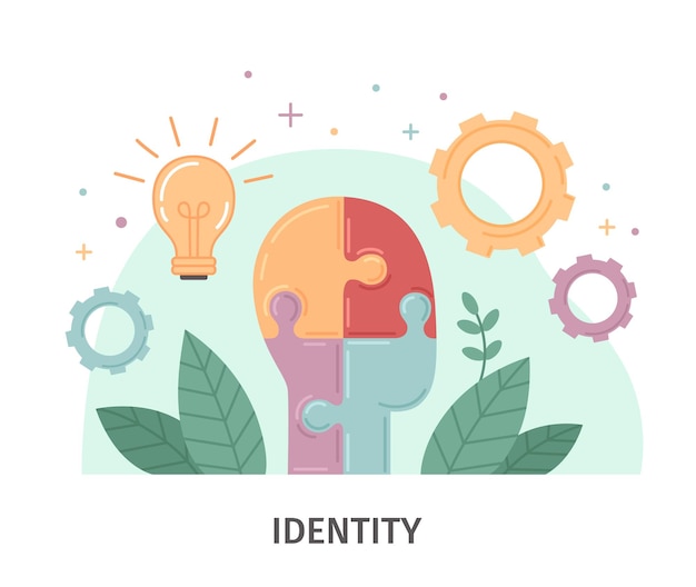 Gratis vector personal branding platte compositie met individuele zakelijke identiteit symbolen vector illustratie