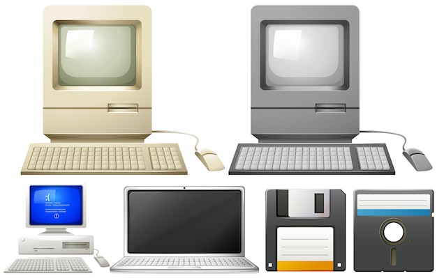 Personal computer met monitors en toetsenborden