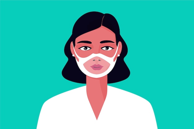 Gratis vector persoon met duidelijk gezichtsmasker voor doven