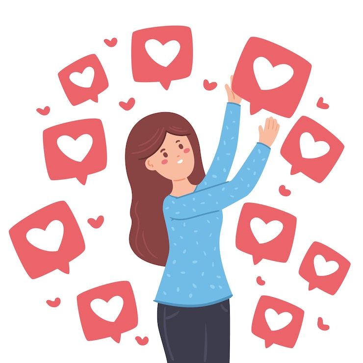 Gratis Vector persoon verslaafd aan sociale media illustratie