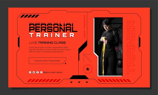 Gratis vector persoonlijke trainer twitch achtergrond